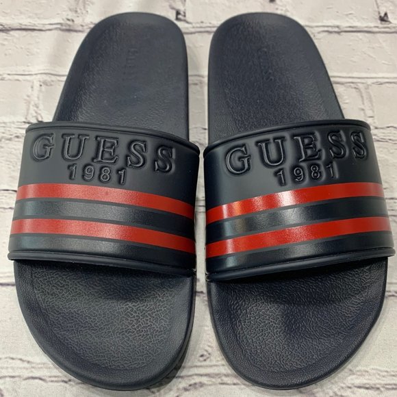 Guess Shoes | New Mens Guess Slide Sandals Navy Blue | Color: Blue/Red | Size: 10 | 302rebecca's Closet